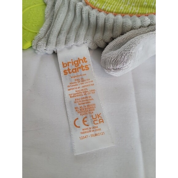 Bright Starts Snuggle & Teethe Gray Elephant Plush Teething Toy Crinkle Lovey - Picture 5 of 7